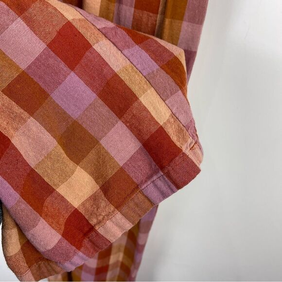 Mod Cloth x Princess Highway Linen Prairie Check Jumpsuit Orange Size Small - Picture 9 of 15